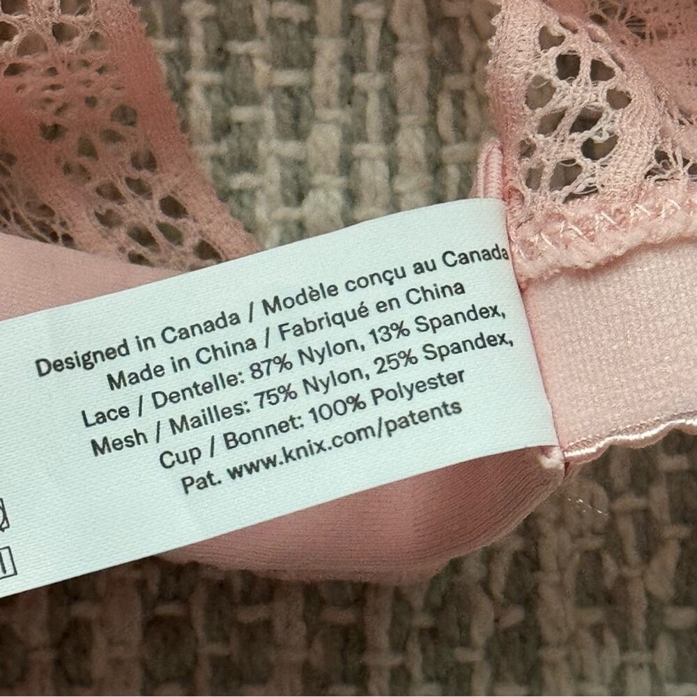 Knix Lace Deep V Bralette Bra Rose Water Pink Women’s Size Medium - Picture 7 of 7